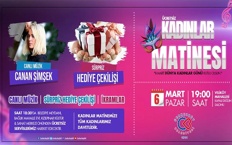 ÇERKEZKÖY 8 MART KADINLAR GÜNÜ’NÜ CANAN ŞİMŞEK KONSERİ İLE KARŞILAYACAK