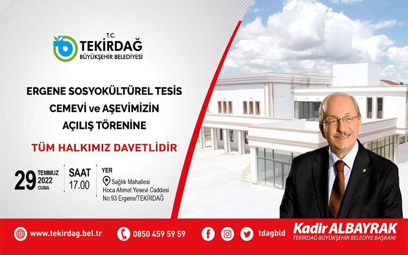 ERGENE SOSYO-KÜLTÜREL TESİS, CEM EVİ VE AŞEVİ AÇILIYOR