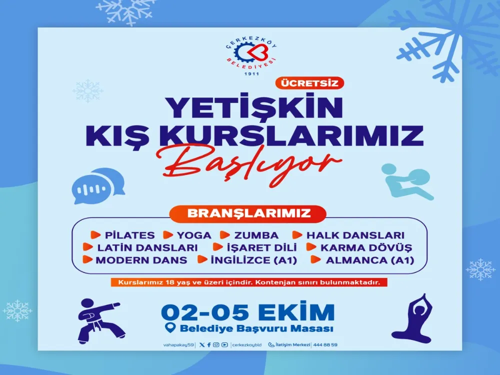 ÇERKEZKÖY’DE KIŞ SPOR KURSLARI KAYITLARI BAŞLADI