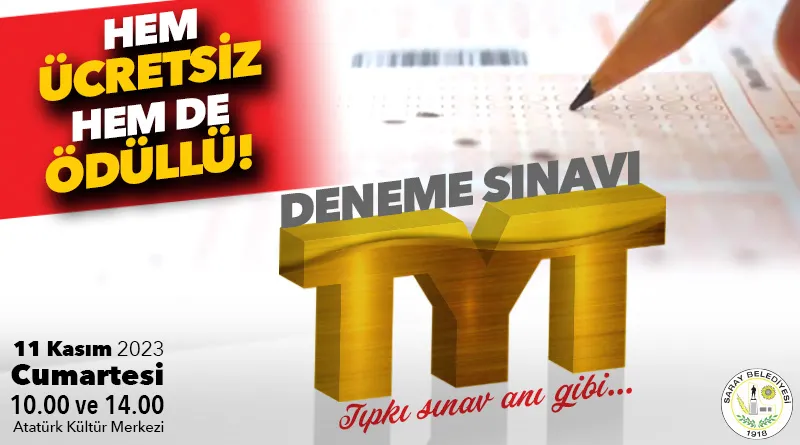  SARAY BELEDİYESİ’NDEN ÜCRETSİZ TYT DENEME SINAVI