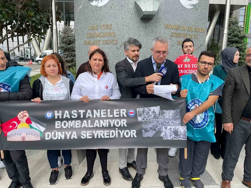 SAĞLIK ÇALIŞANLARI GAZZE’DEKİ VAHŞETİ PROTESTO ETTİ