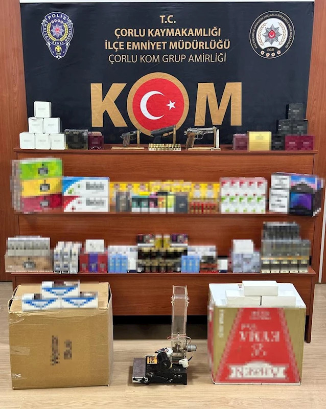 TEKİRDAĞ’DA 5 ADRESE SİLAH VE KAÇAK SİGARA OPERASYONU