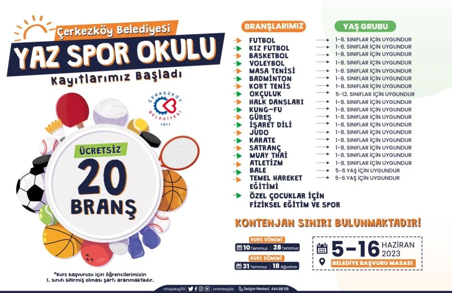YAZ SPOR OKULU KAYITLARI BAŞLADI