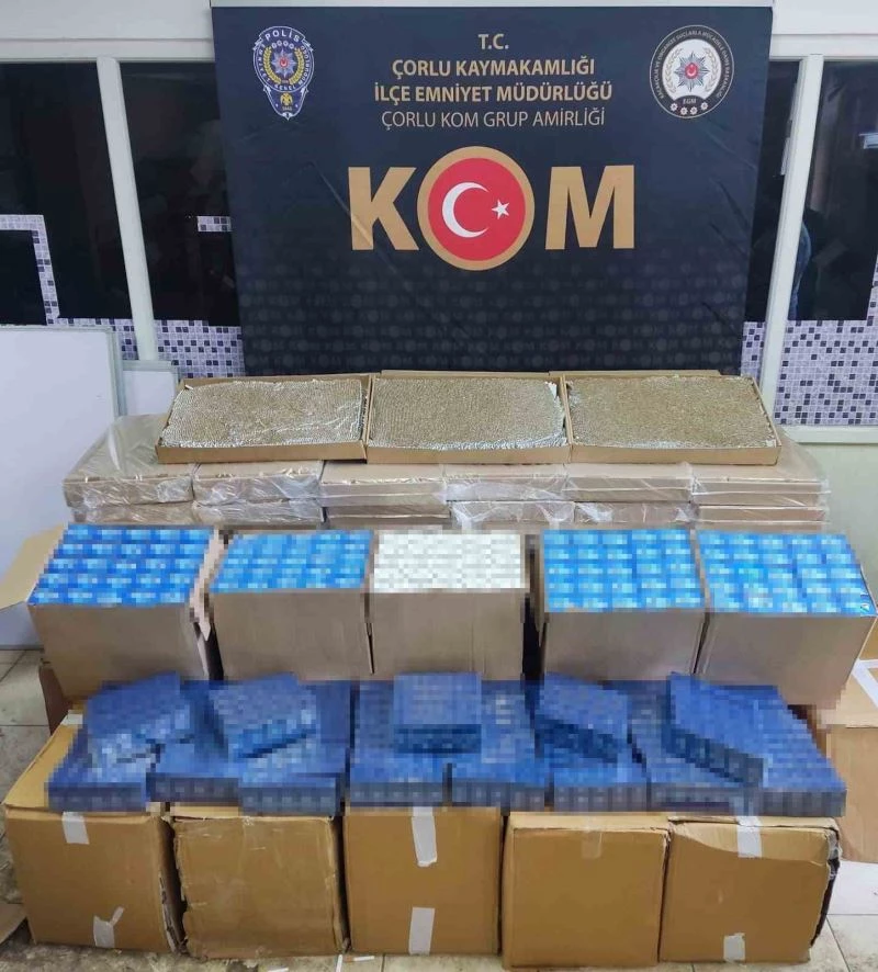 TEKİRDAĞ’DA 1 MİLYONA YAKIN MAKARON ELE GEÇİRİLDİ