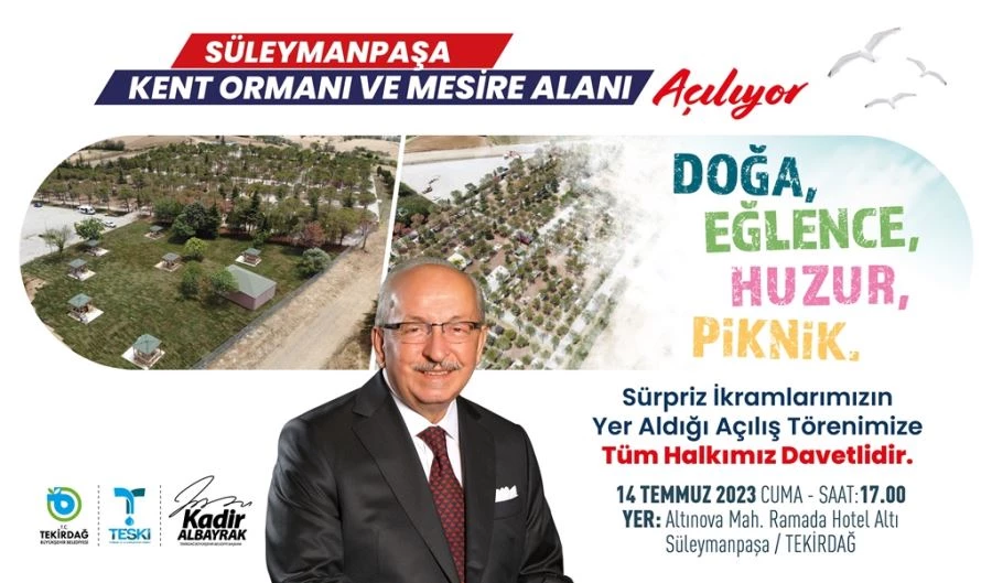 BÜYÜKŞEHİR BELEDİYESİ KENT ORMANI VE MESİRE ALANININ KAPILARINI AÇIYOR