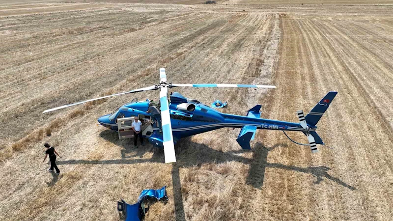  HATTAT’IN HELİKOPTERİ TARLAYA ZORUNLU İNİŞ YAPTI