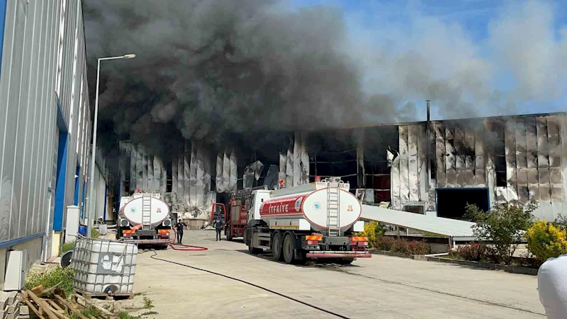 TEKİRDAĞ’DA FABRİKA YANGININDA PATLAMA SESLERİ