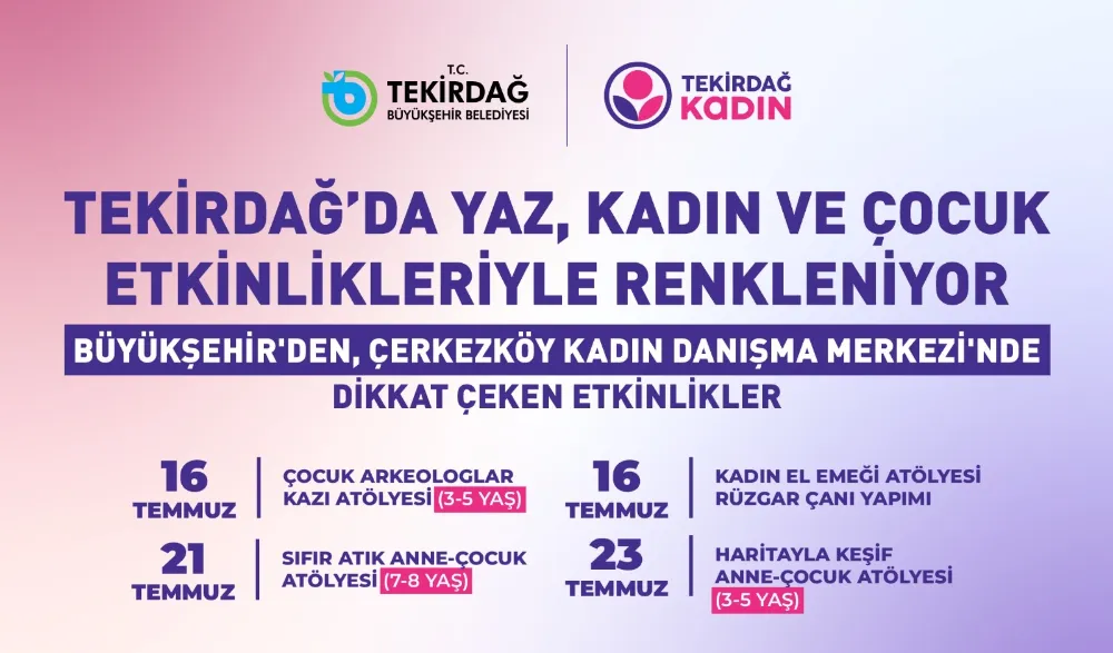 TEKİRDAĞ’DA YAZ, KADIN VE ÇOCUK ETKİNLİKLERİYLE RENKLENİYOR