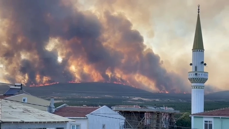TEKİRDAĞ’DAKİ ORMAN YANGINI TARIM ARAZİLERİNE SIÇRADI: 2 MAHALLE TAHLİYE EDİLDİ