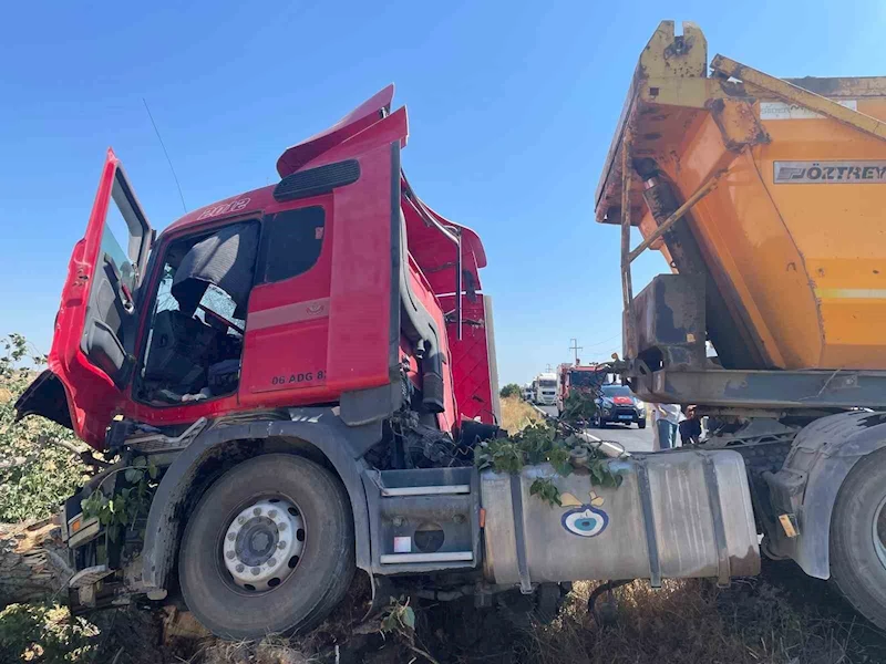 HAFRİYAT KAMYONU AĞACA ÇARPTI: 2 YARALI