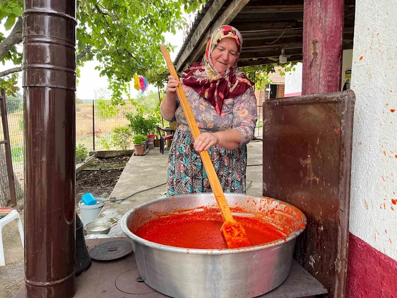 HAYRABOLU’DA KIŞA HAZIRLIK BAŞLADI: KAZANLAR SALÇA İÇİN KAYNIYOR