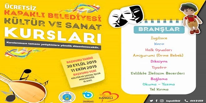KAPAKLI?DA KÜLTÜR VE SANAT KURSLARI AÇILACAK