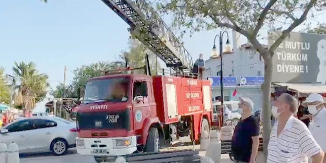 DÜŞEN KUMRU KUŞU YAVRUSU İTFAİYE YARDIMIYLA YUVASINA KONULDU