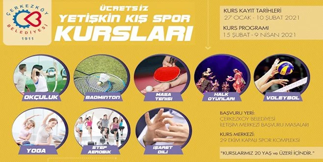 YETİŞKİN KIŞ SPOR KURSLARI BAŞLIYOR