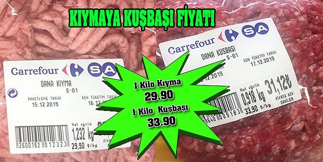 KIYMAYA KUŞBAŞI FİYATI YAPIŞTIRDILAR