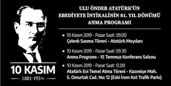 10 KASIM´DA ULU ÖNDERİMİZ ATATÜRK´Ü ANACAĞIZ