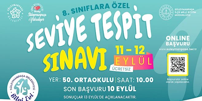 SÜLEYMANPAŞA BELEDİYESİ LGS SEVİYE TESPİT SINAVI DÜZENLEYECEK