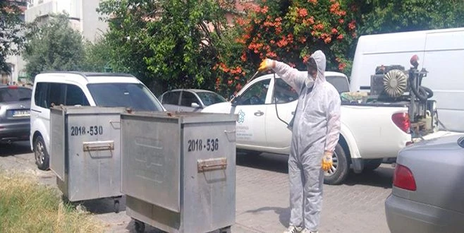 KARASİNEĞE KARŞI ÇÖP KONTEYNERLERİ İLAÇLANIYOR