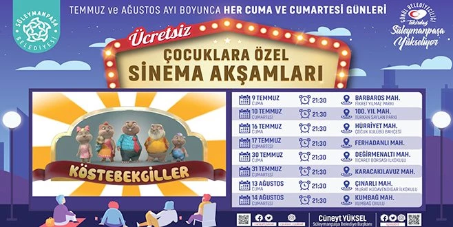 AÇIK HAVA SİNEMASI GÜNLERİ BAŞLIYOR