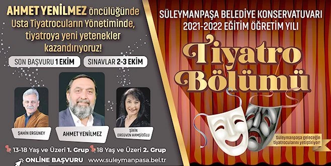 BELEDİYE KONSERVATUVARI TİYATRO BÖLÜMÜ YENİDEN AÇILIYOR