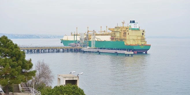 77 BİN METREKÜPLÜK SIVILAŞTIRILMIŞ DOĞALGAZ GEMİSİ TÜRKİYE`DEN AYRILDI 